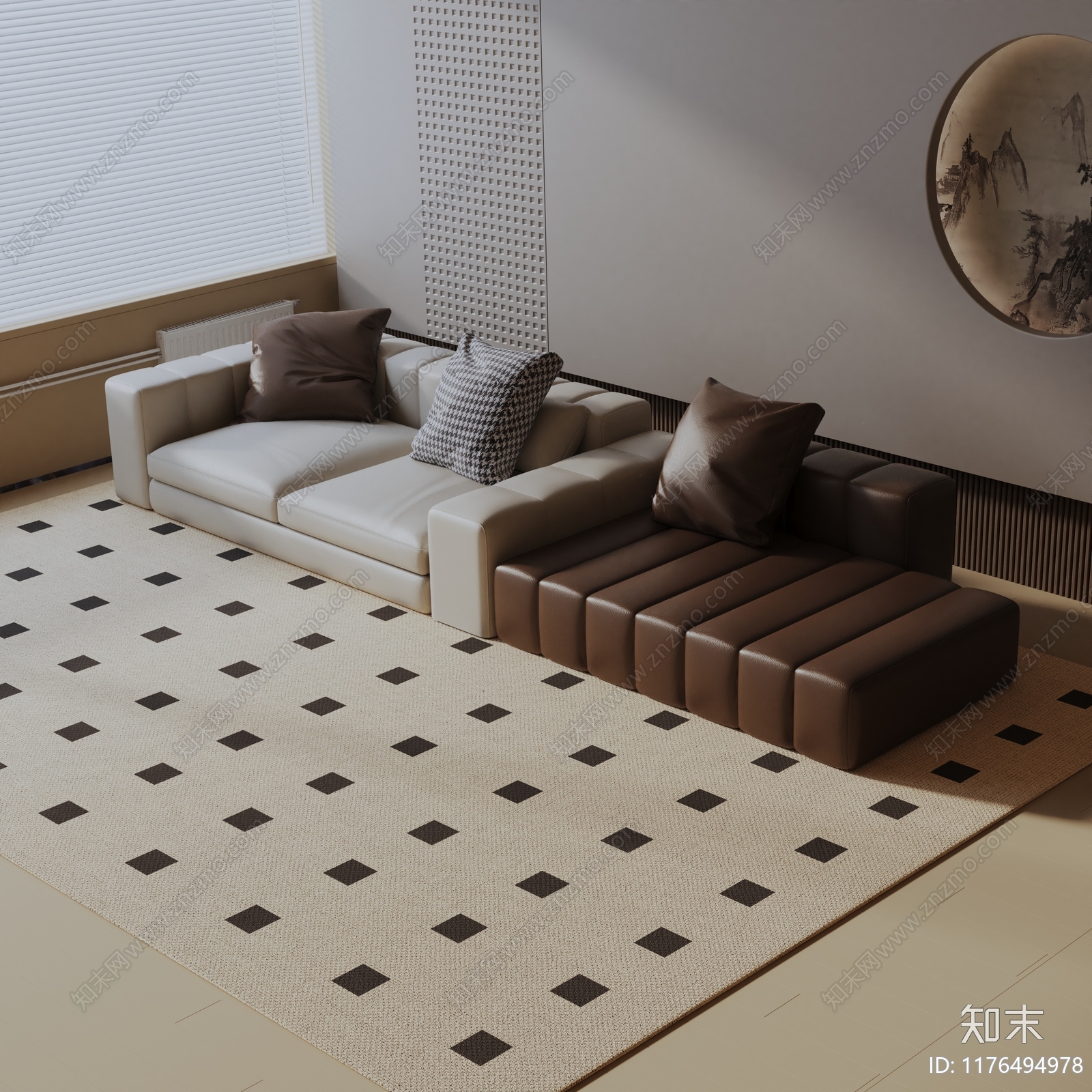 现代三人沙发3D模型下载【ID:1176494978】