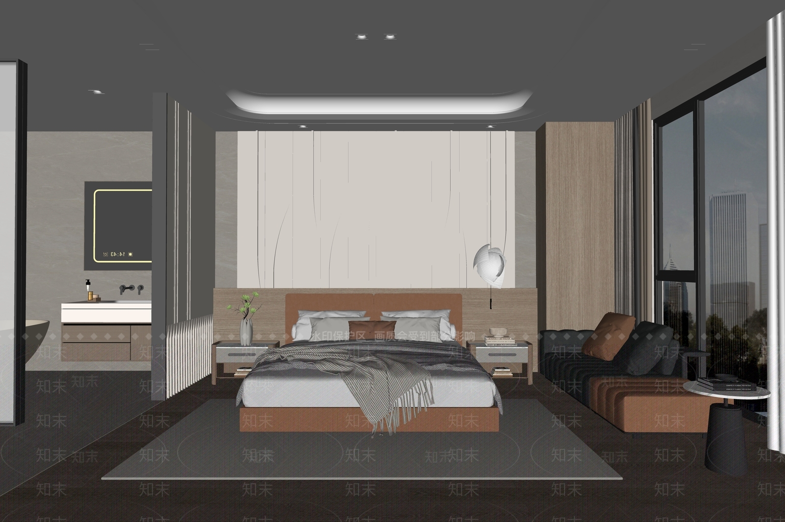 现代意式酒店客房SU模型下载【ID:1176495498】
