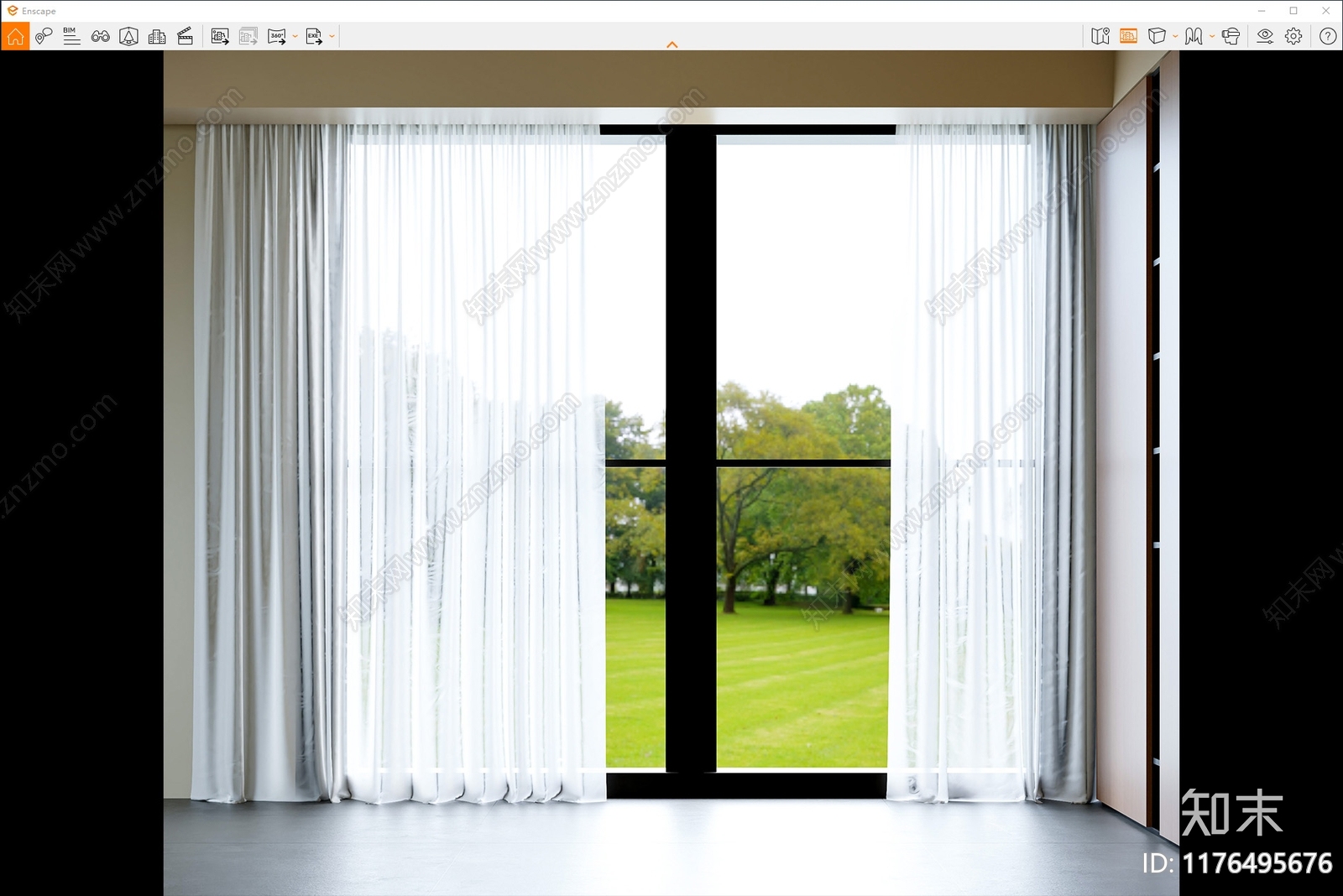 现代极简窗帘SU模型下载【ID:1176495676】