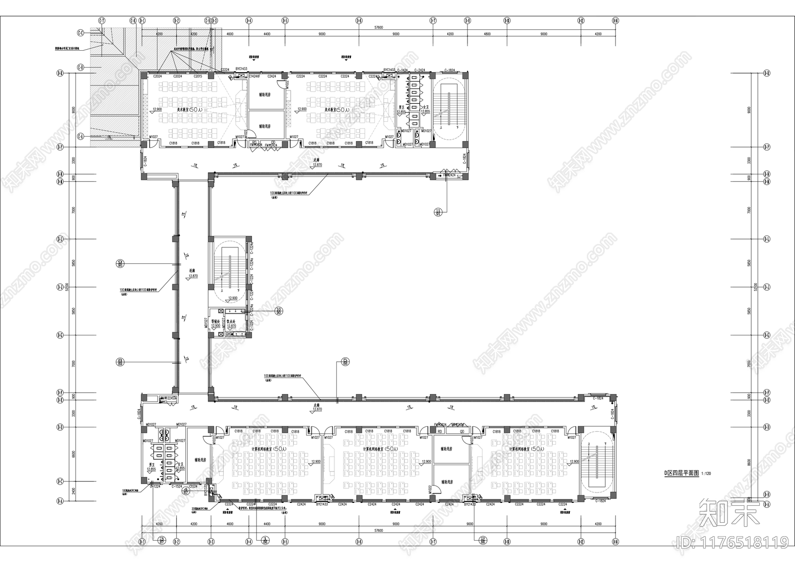 新中式学校建筑cad施工图下载【ID:1176518119】