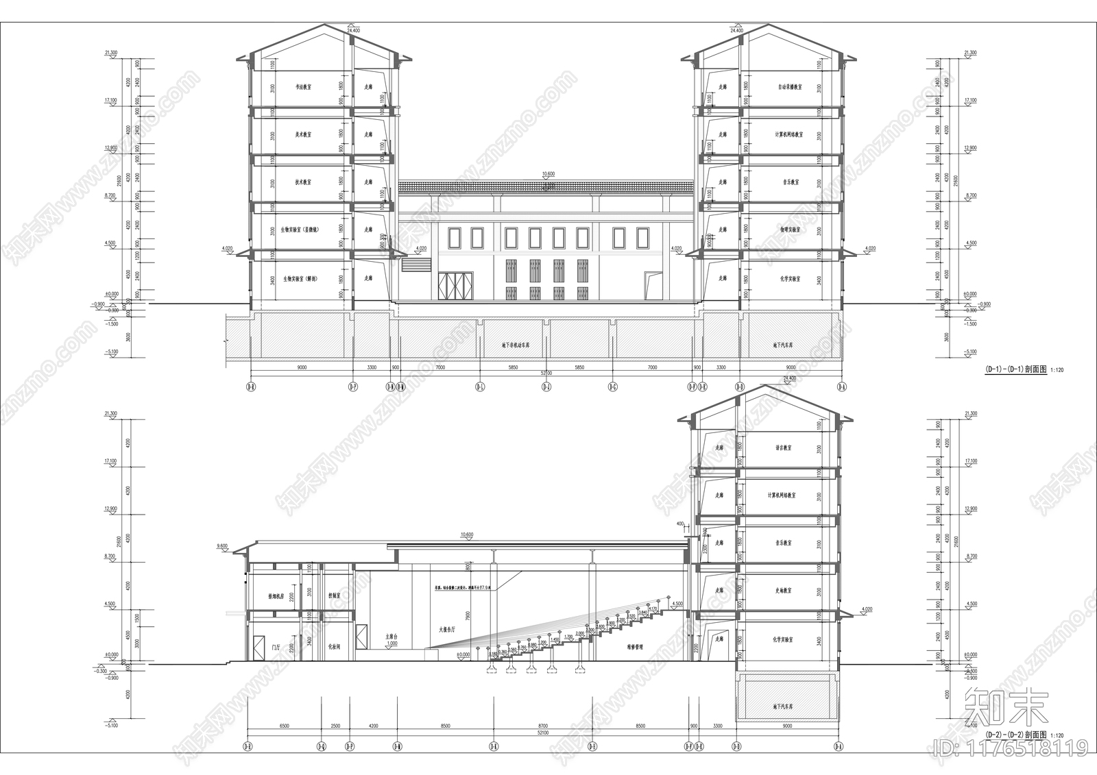 新中式学校建筑cad施工图下载【ID:1176518119】