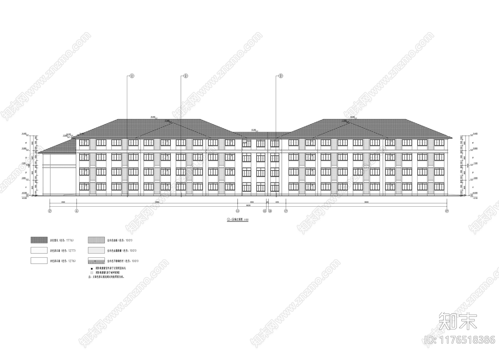 新中式学校建筑cad施工图下载【ID:1176518386】