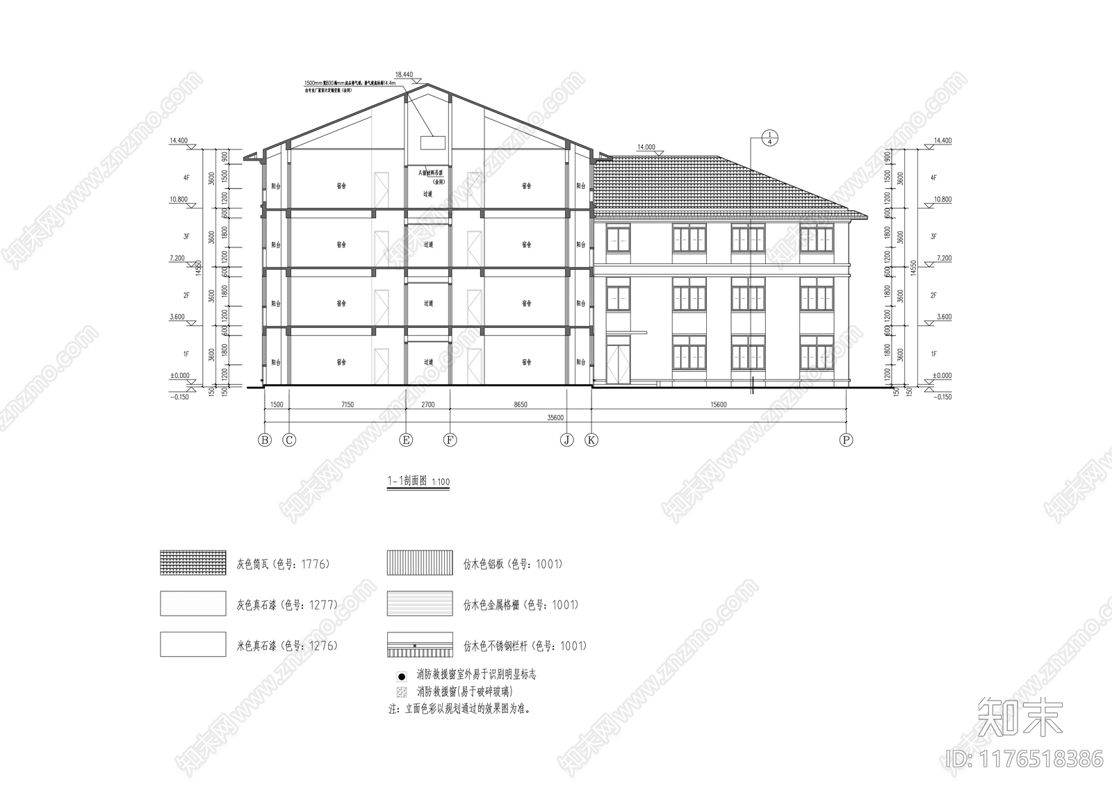 新中式学校建筑cad施工图下载【ID:1176518386】