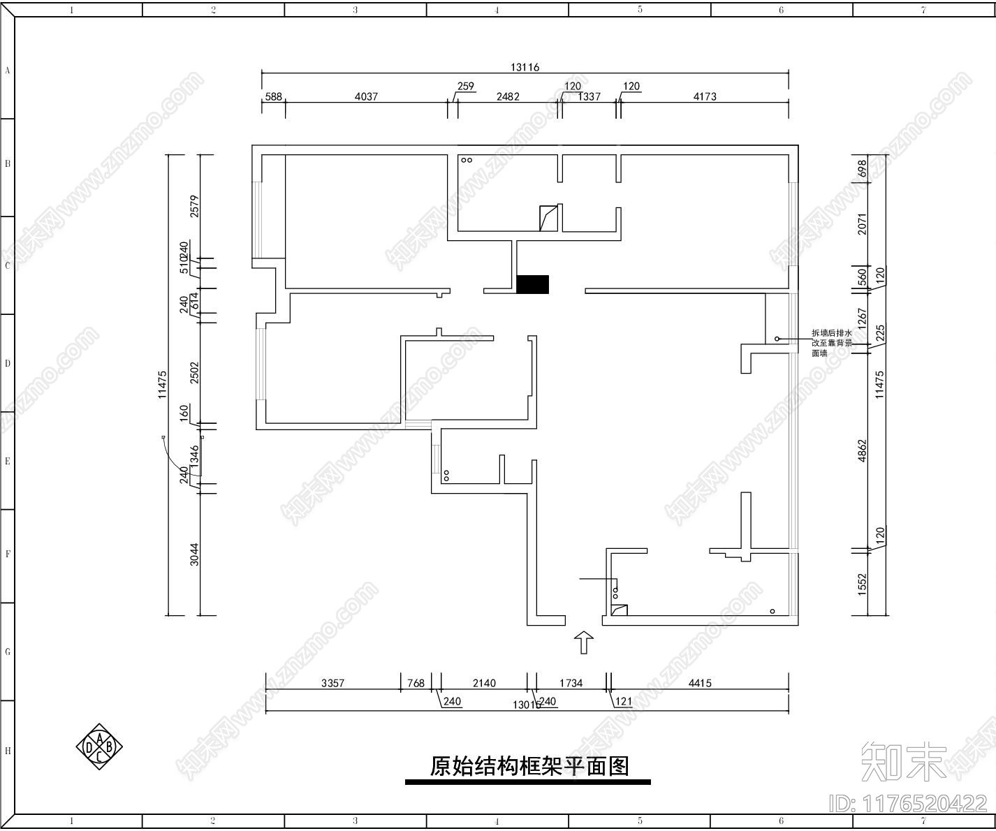 现代新中式客厅cad施工图下载【ID:1176520422】