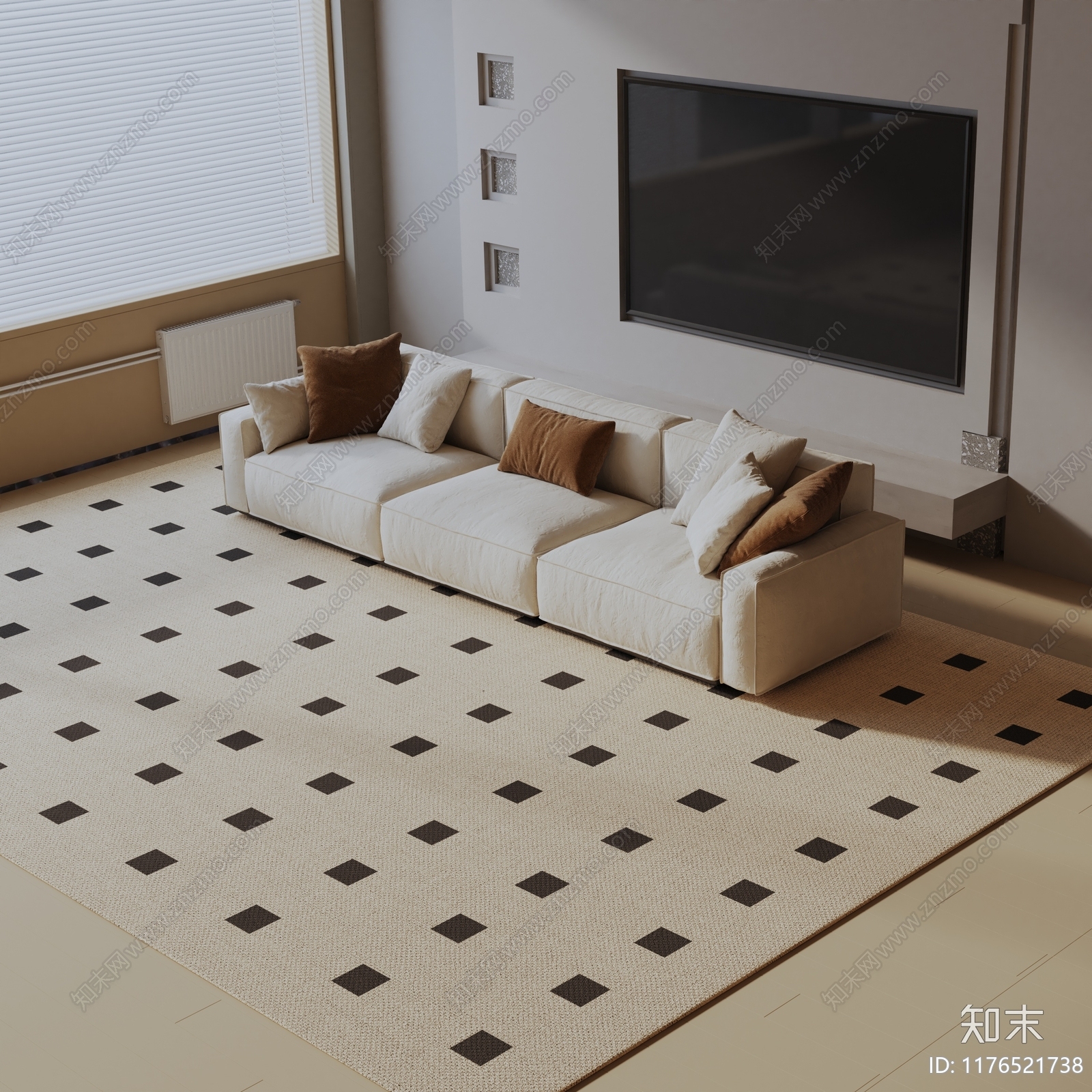 现代三人沙发3D模型下载【ID:1176521738】