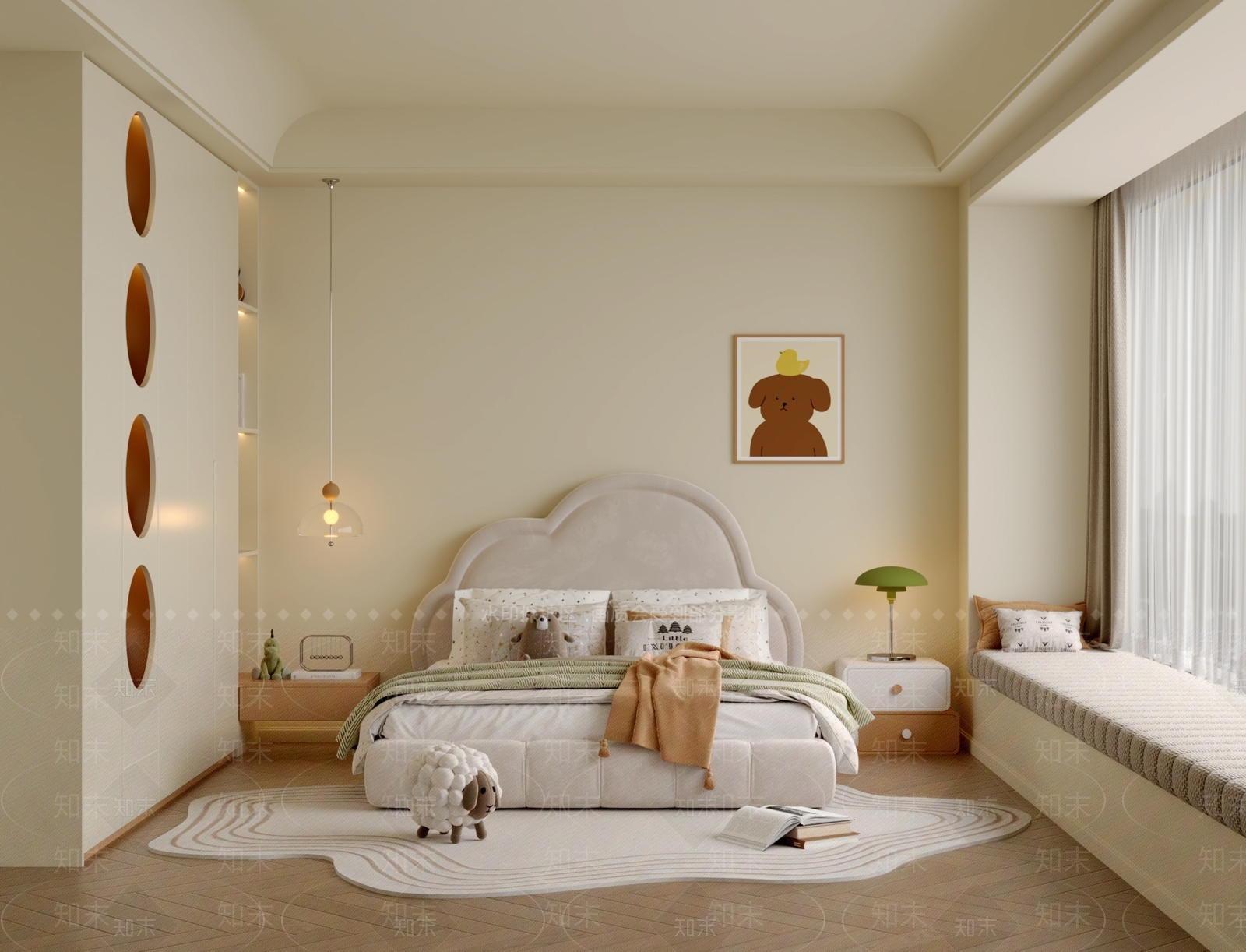 现代奶油通用儿童房3D模型下载【ID:1176522443】