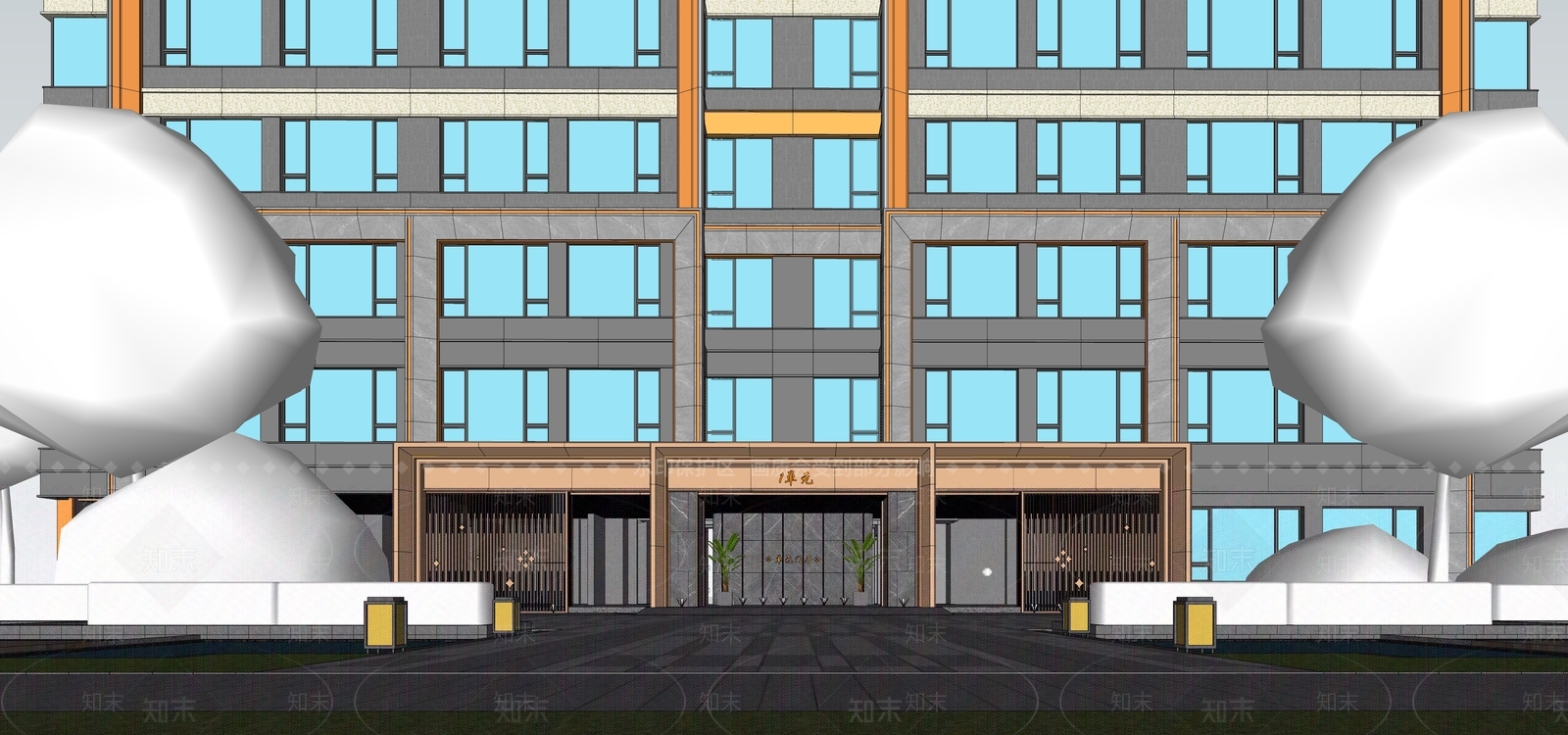 现代小区建筑SU模型下载【ID:1176523502】