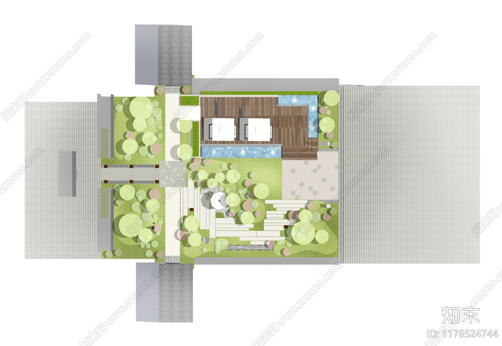 现代屋顶花园cad施工图下载【ID:1176524744】