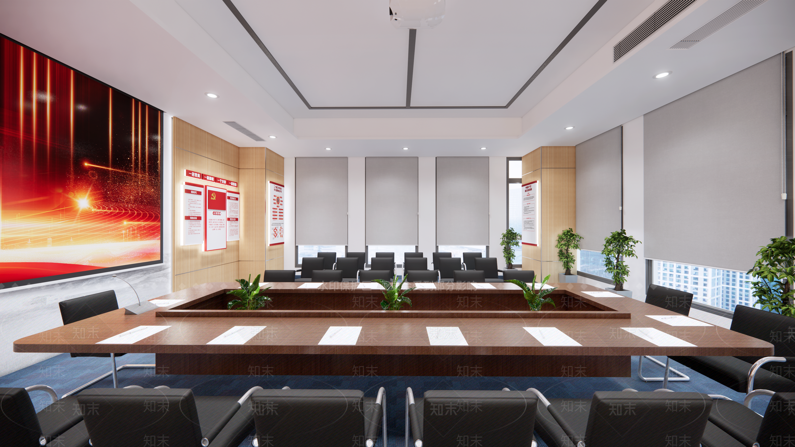 现代新中式会议室SU模型下载【ID:1176526171】