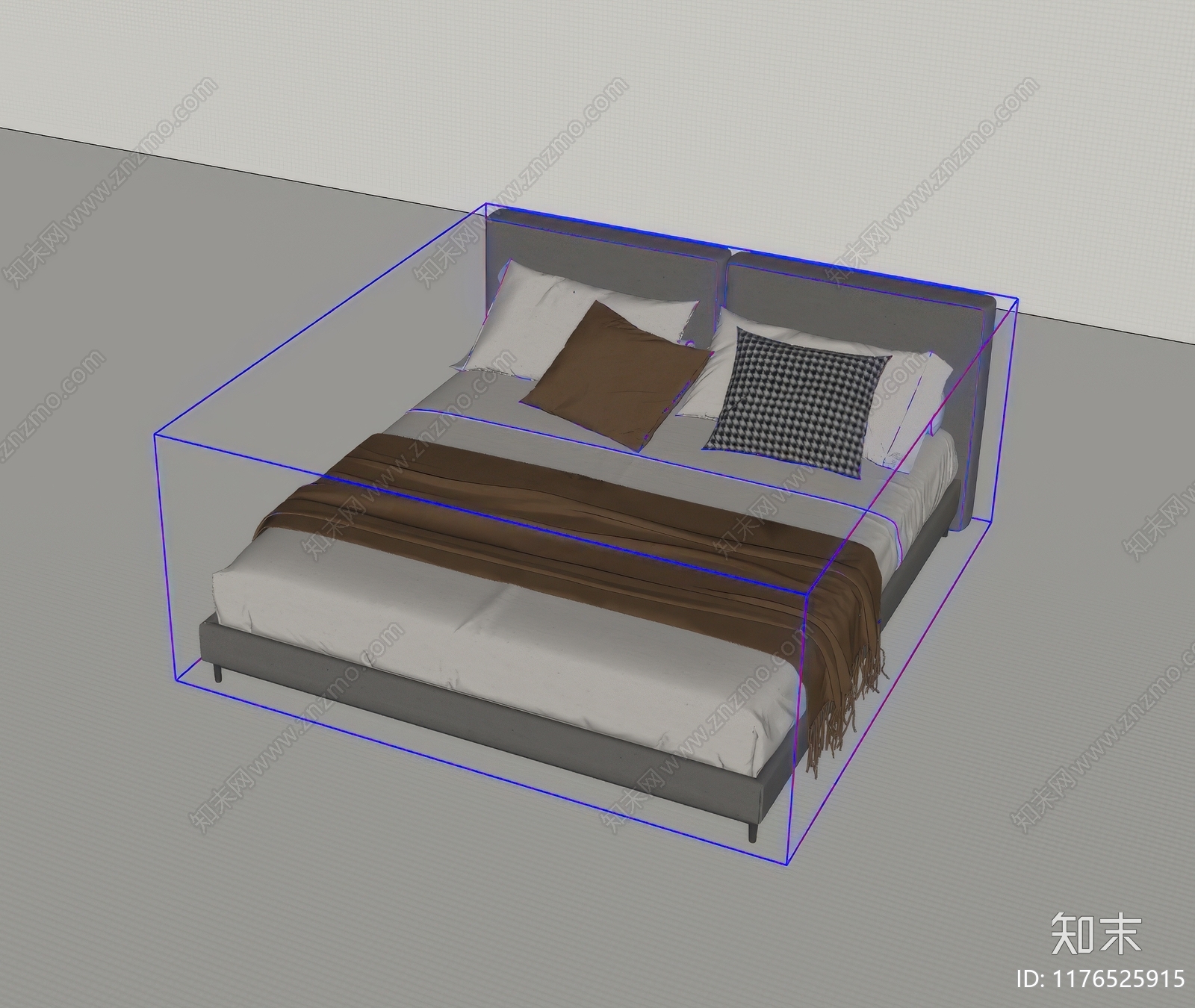 现代双人床SU模型下载【ID:1176525915】