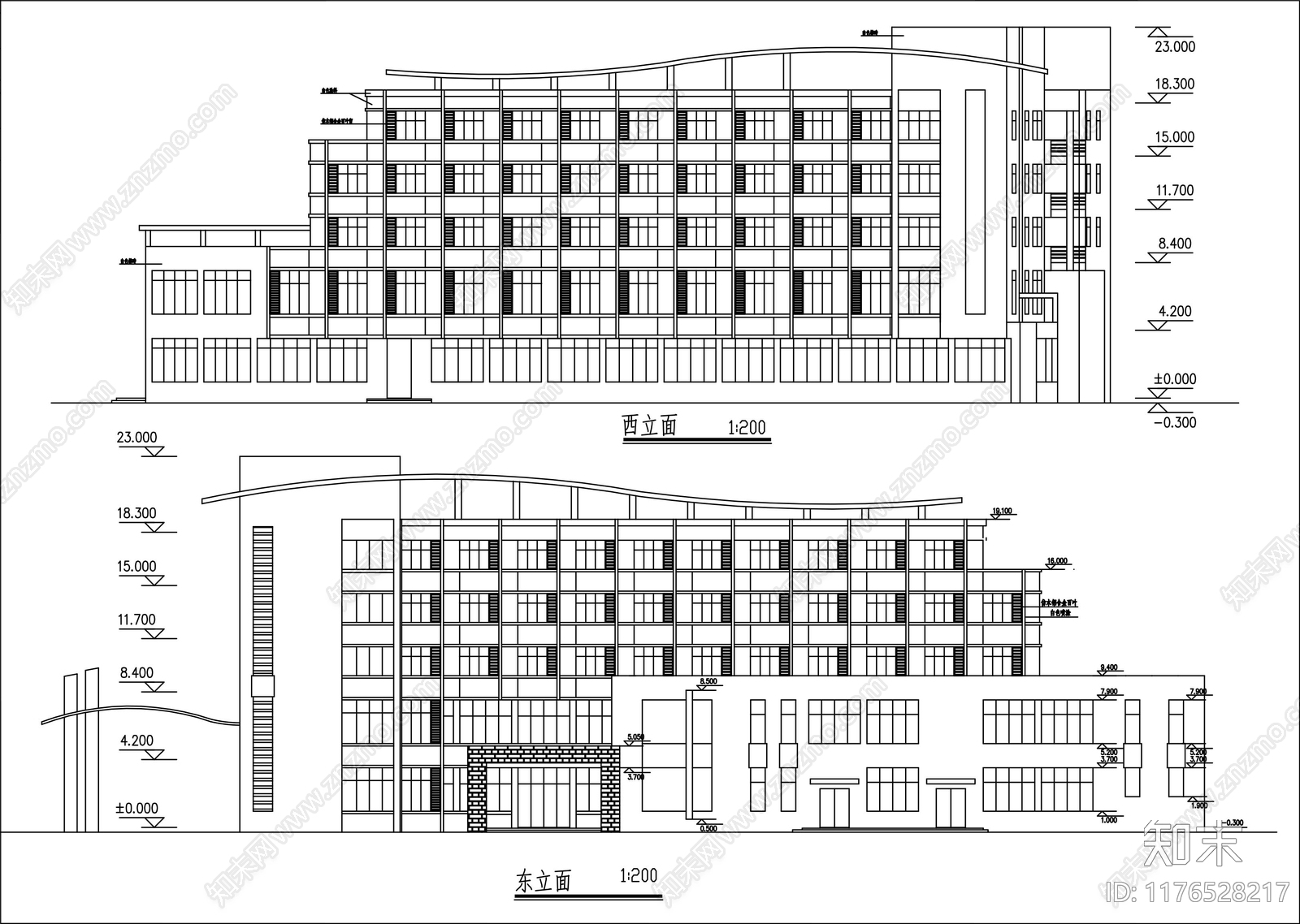 现代学校建筑cad施工图下载【ID:1176528217】