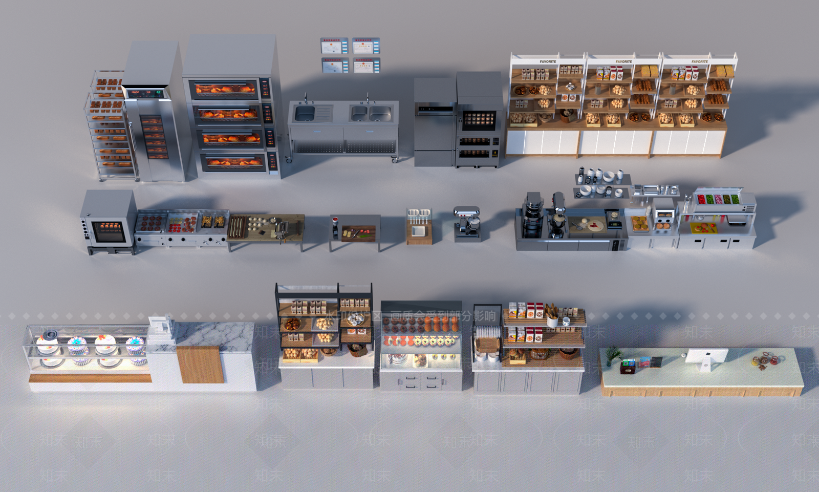 现代甜品面包店3D模型下载【ID:1176531840】