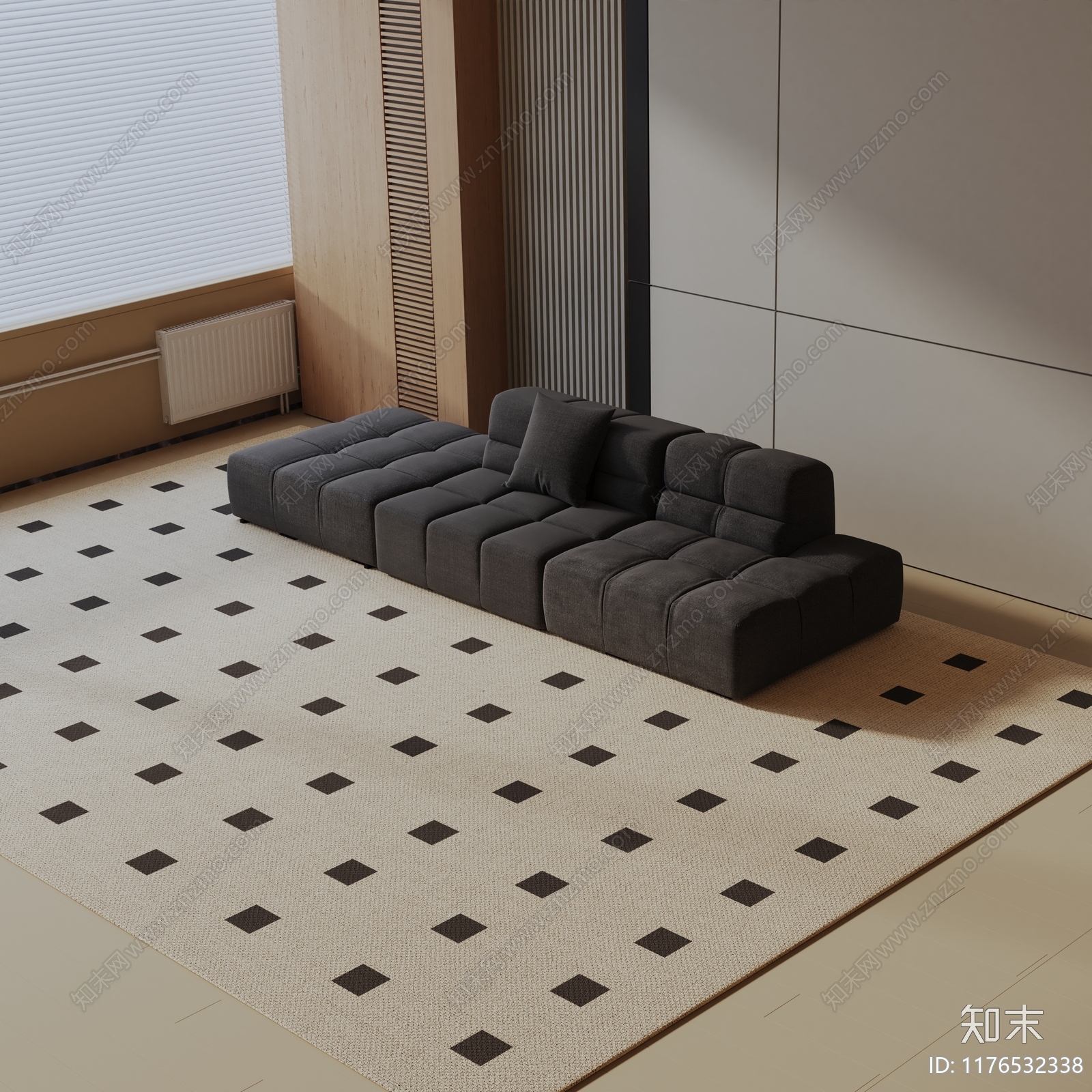 现代三人沙发3D模型下载【ID:1176532338】