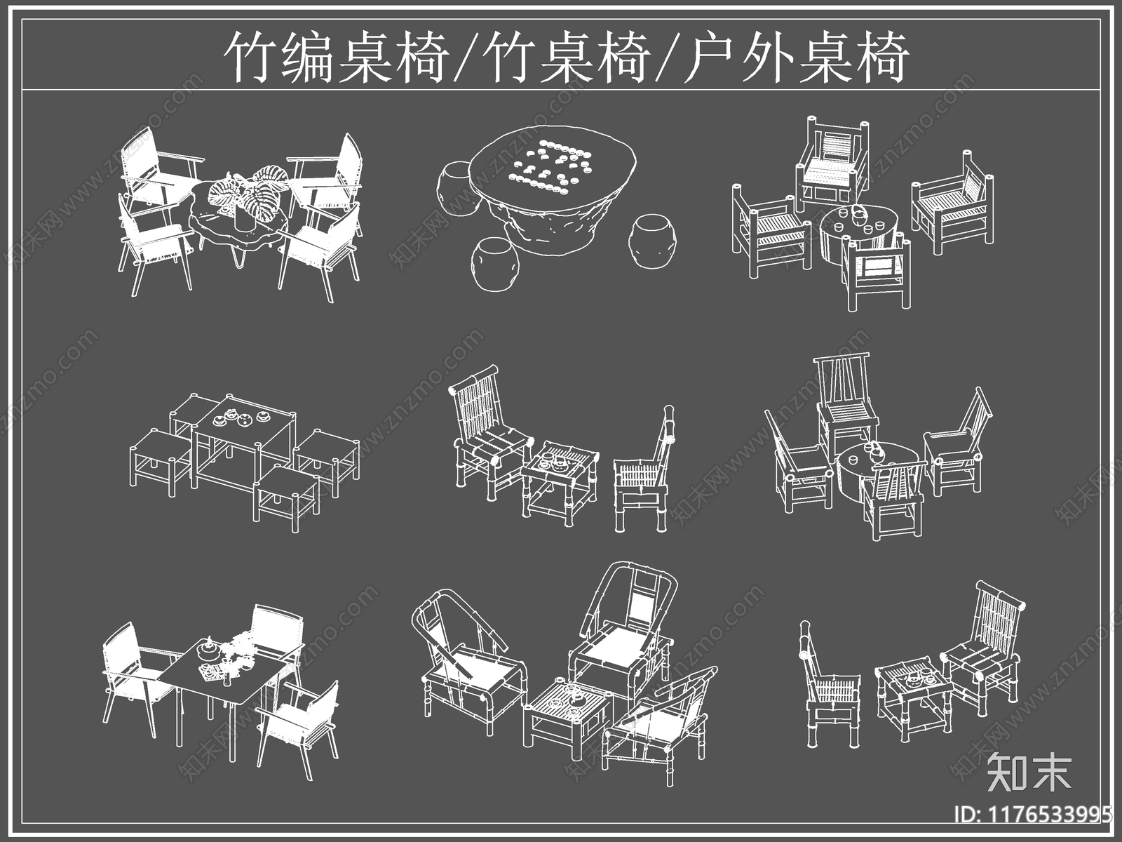 中式桌椅cad施工图下载【ID:1176533995】