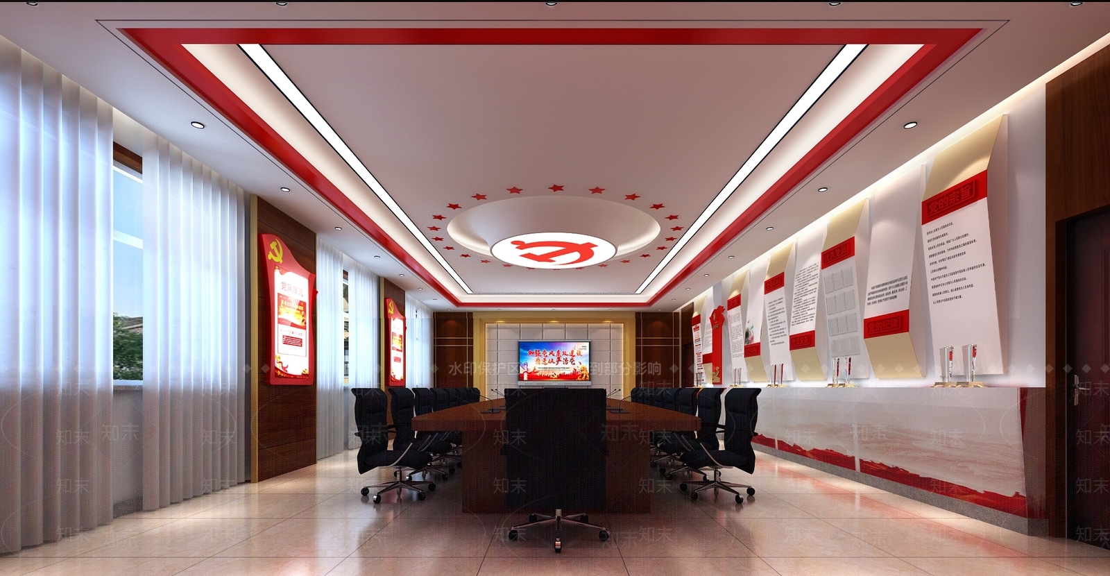现代新中式会议室3D模型下载【ID:1176543471】