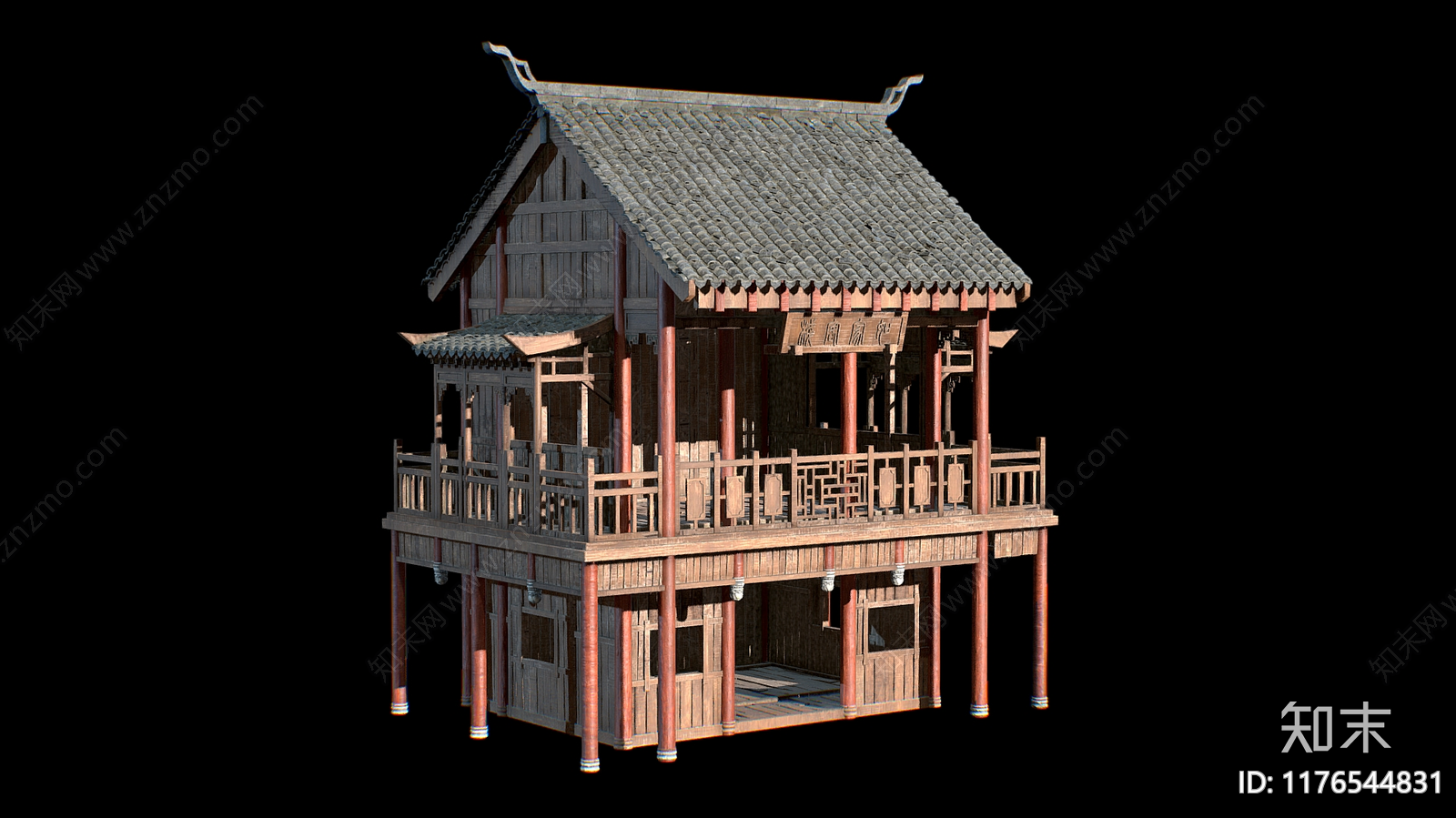 现代中式古建3D模型下载【ID:1176544831】