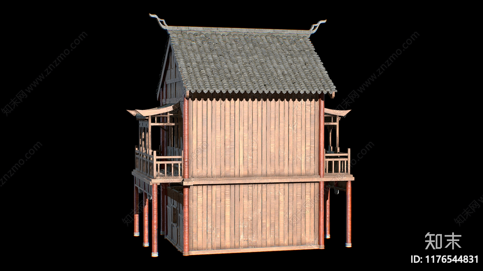 现代中式古建3D模型下载【ID:1176544831】