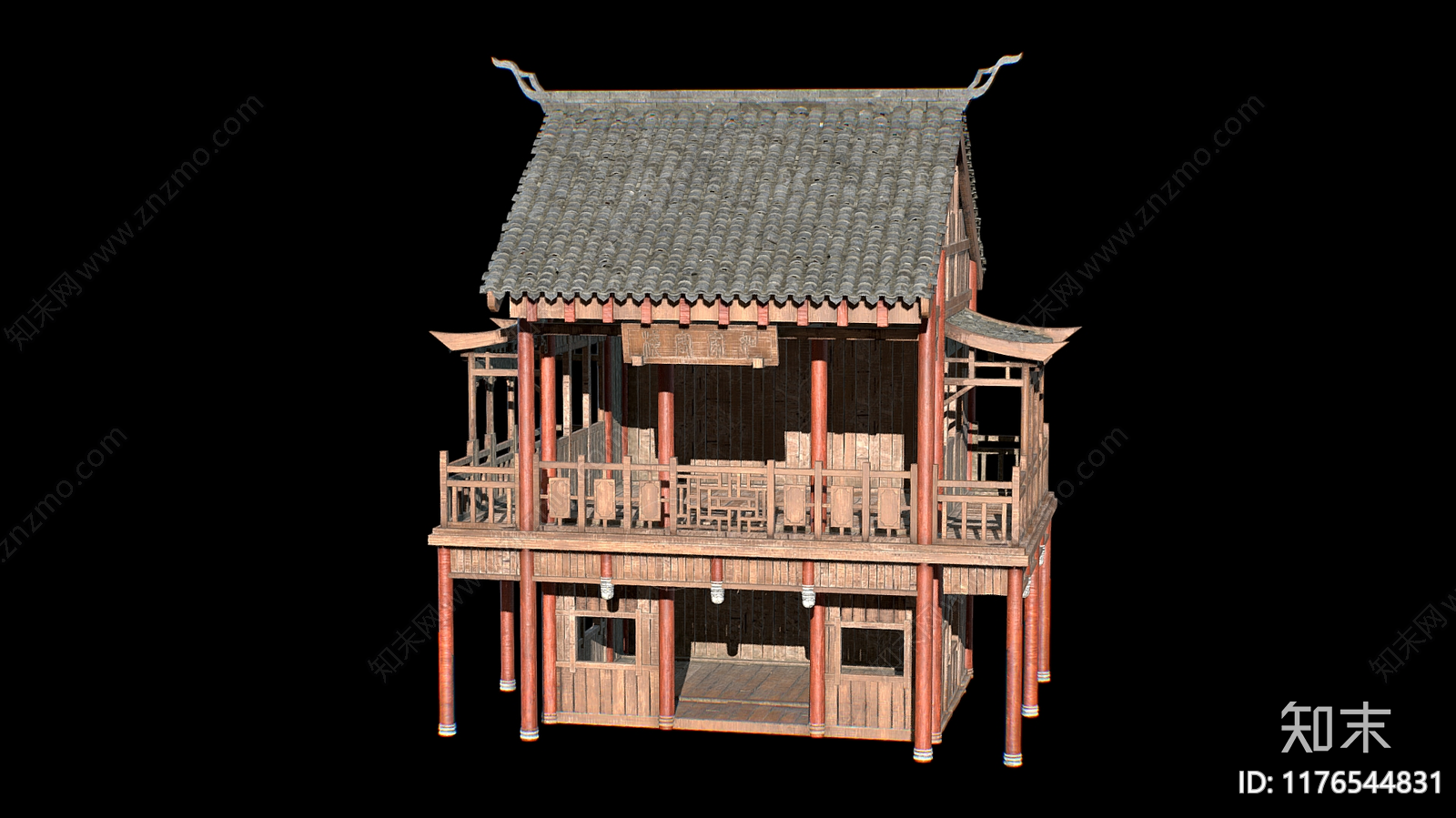 现代中式古建3D模型下载【ID:1176544831】