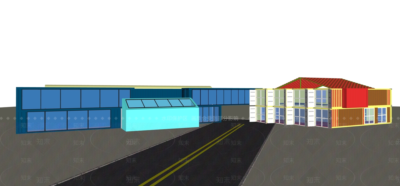 现代商场建筑SU模型下载【ID:1176550718】