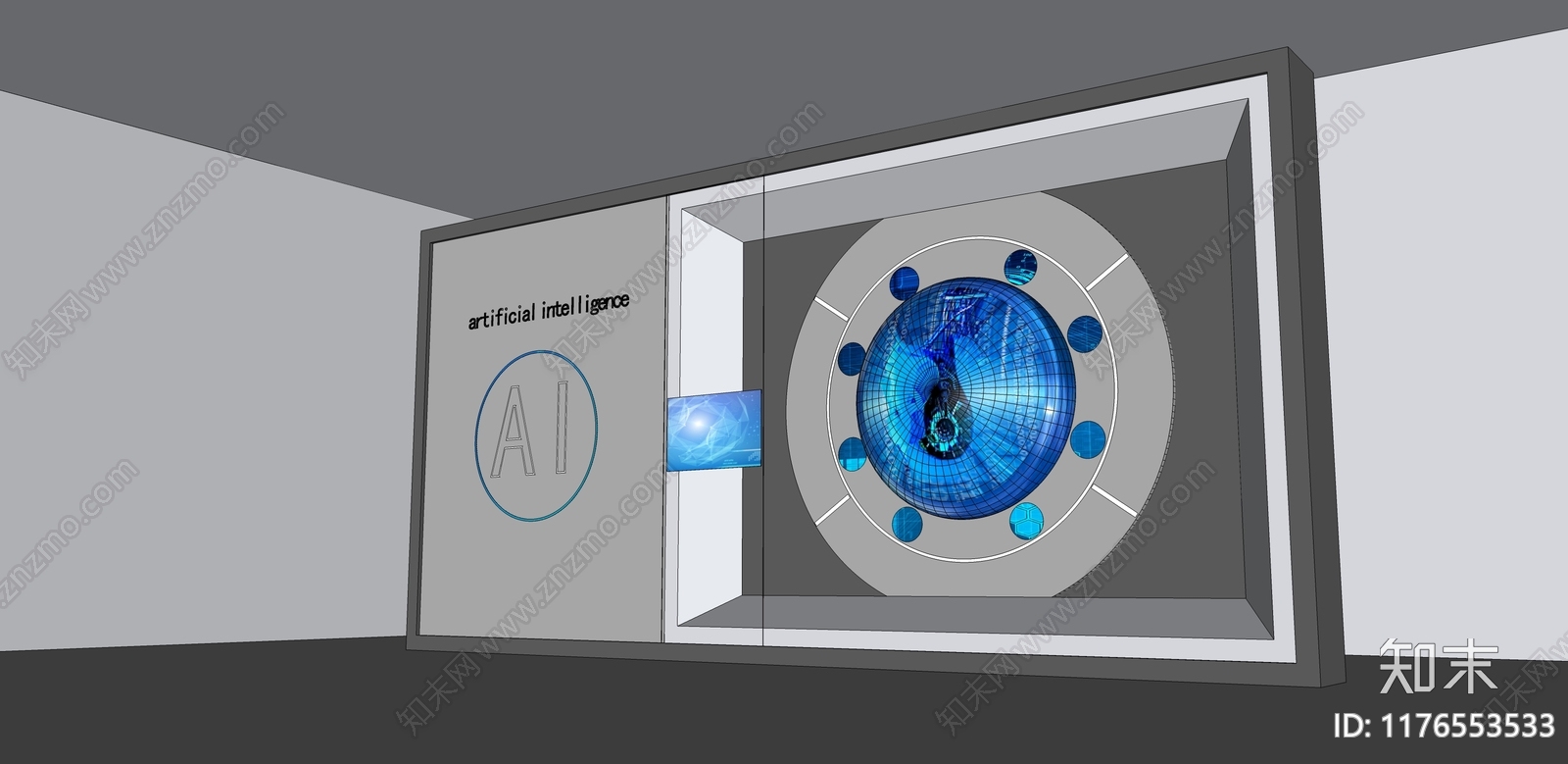 现代科技展厅SU模型下载【ID:1176553533】