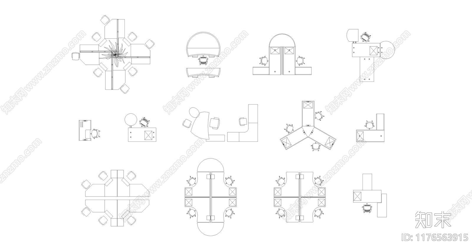 现代综合家具图库cad施工图下载【ID:1176563915】