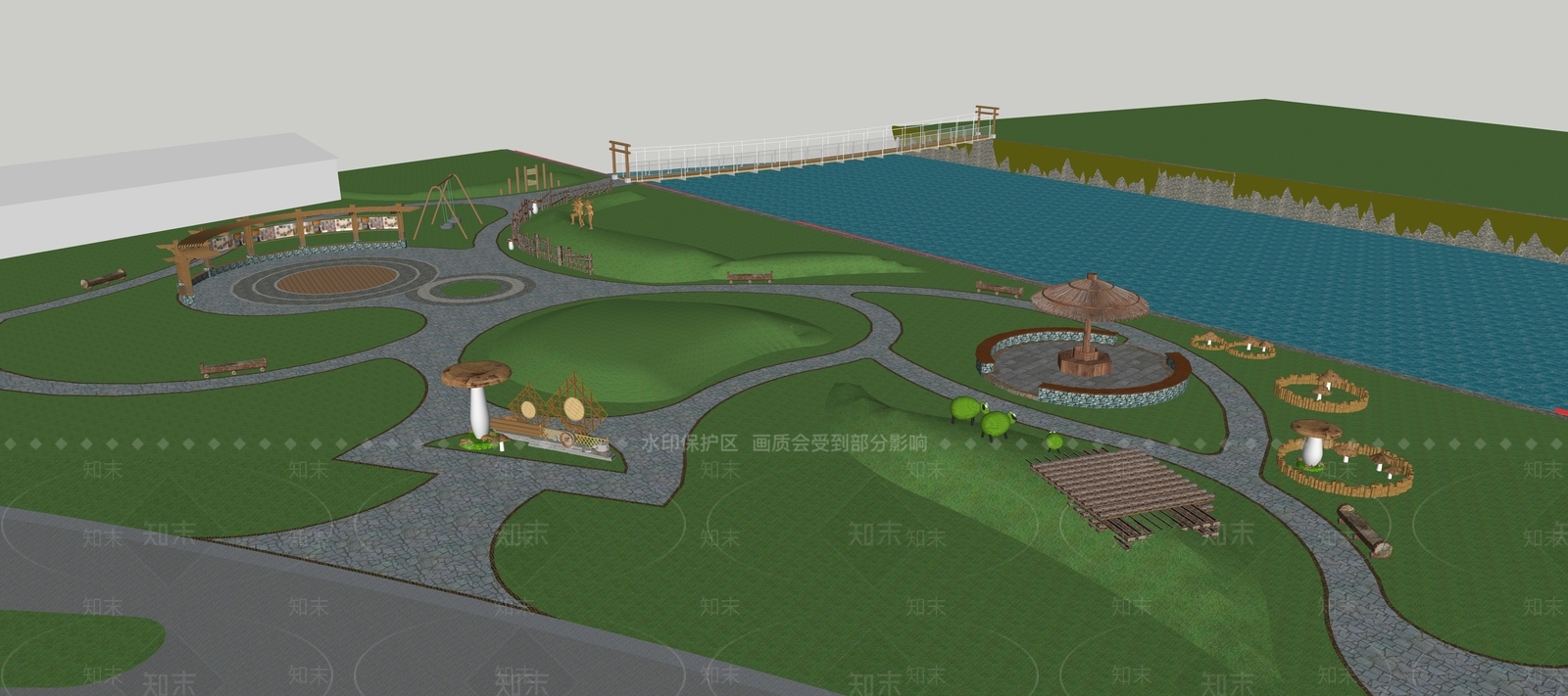现代景观公园SU模型下载【ID:1176564141】