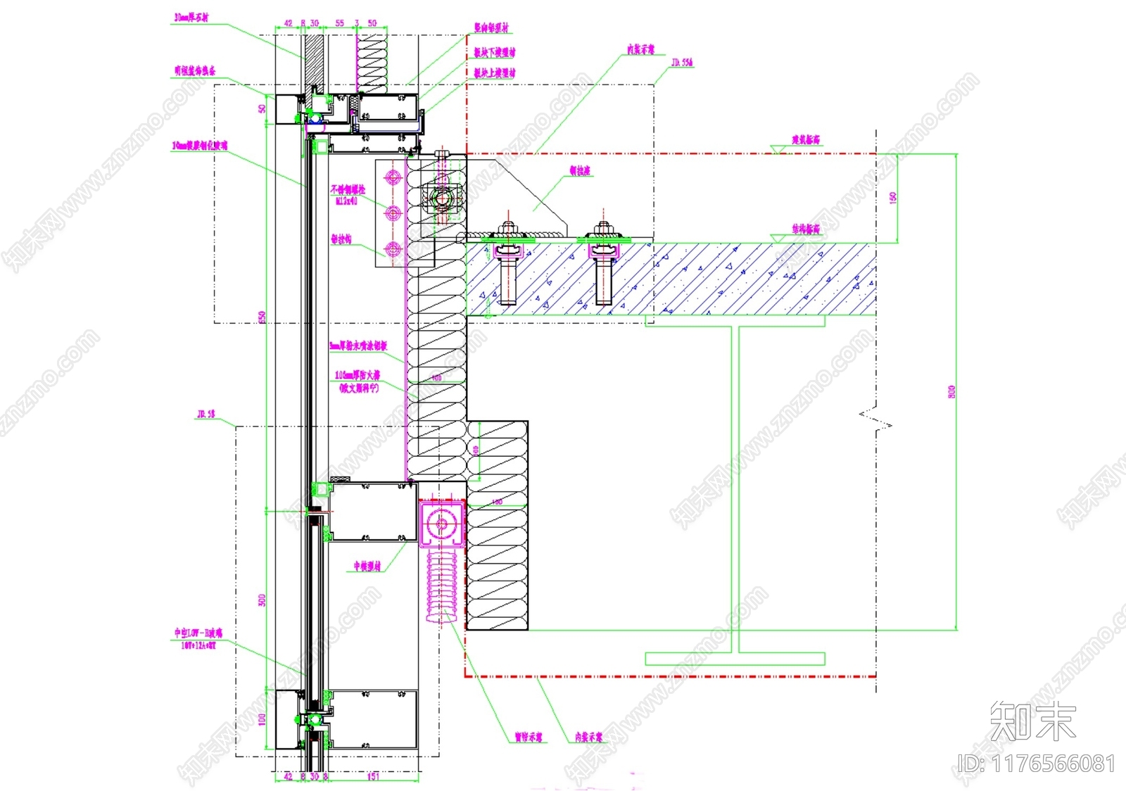 幕墙结构cad施工图下载【ID:1176566081】