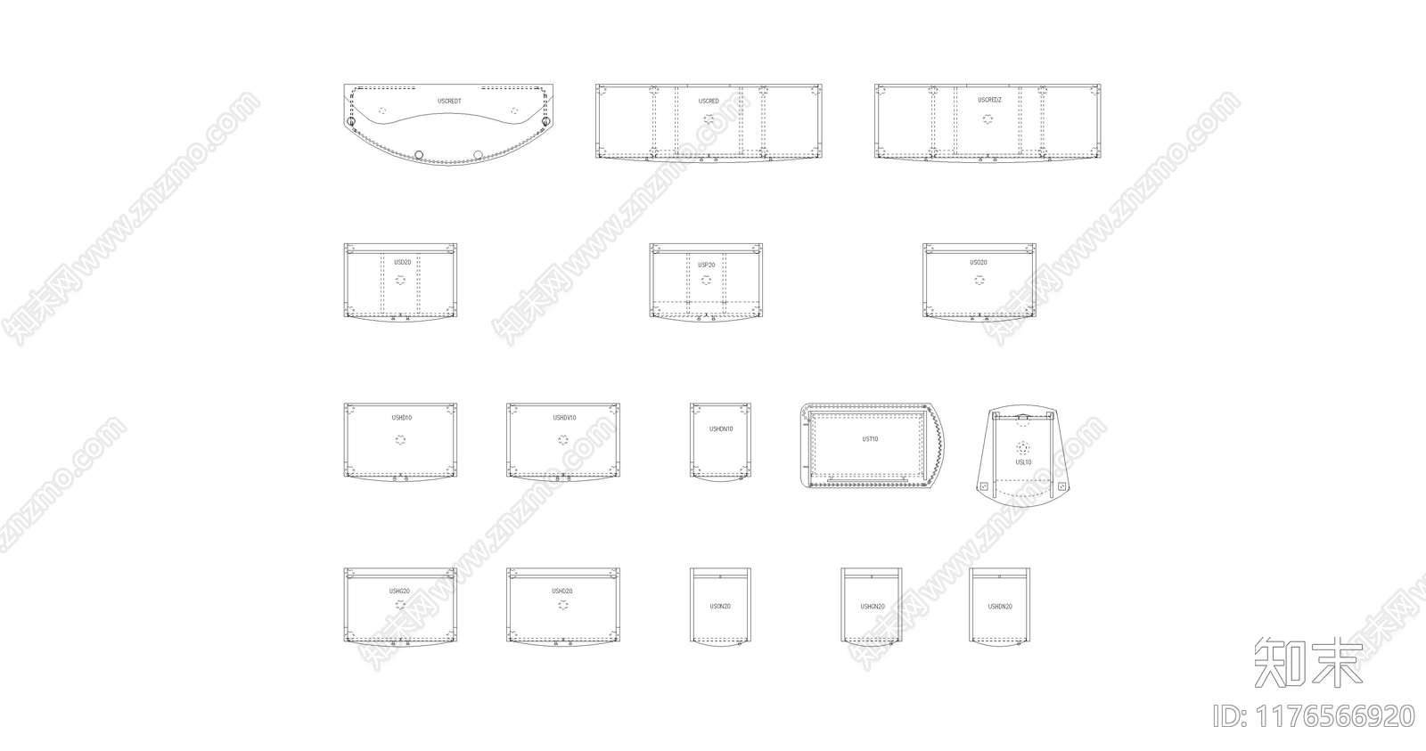 现代综合家具图库cad施工图下载【ID:1176566920】