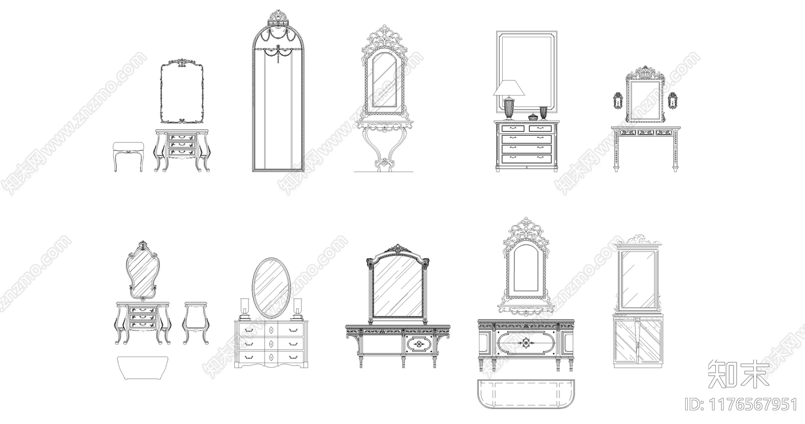 现代综合家具图库cad施工图下载【ID:1176567951】