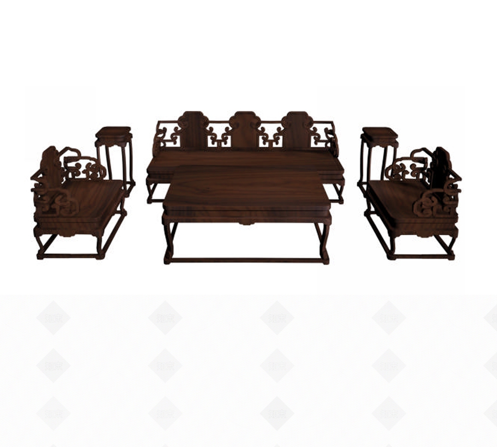 中式复古沙发组合3D模型下载【ID:1176568275】_知末3d模型网