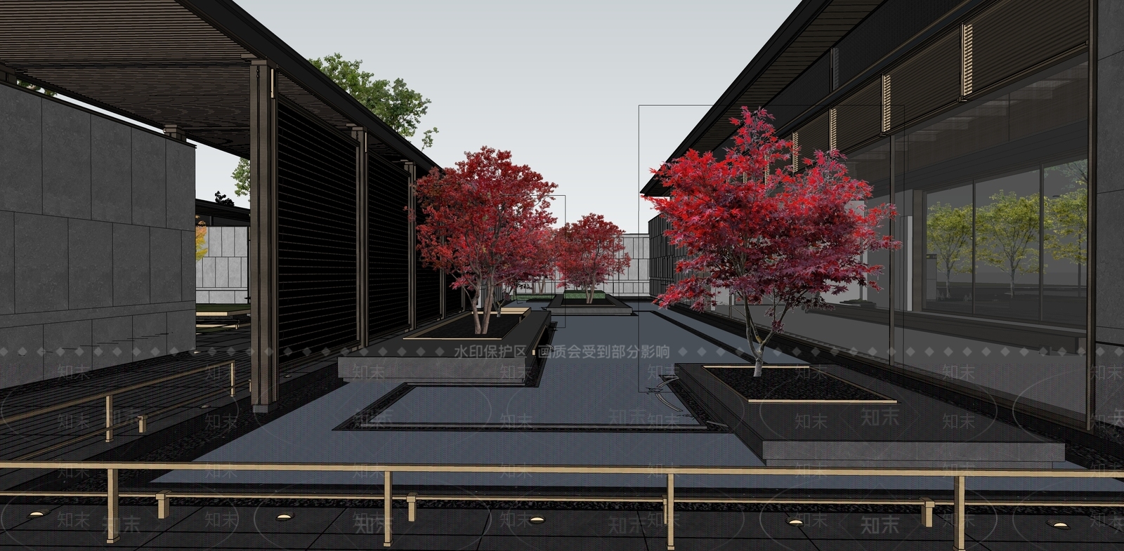 简约禅意小区景观SU模型下载【ID:1176573443】