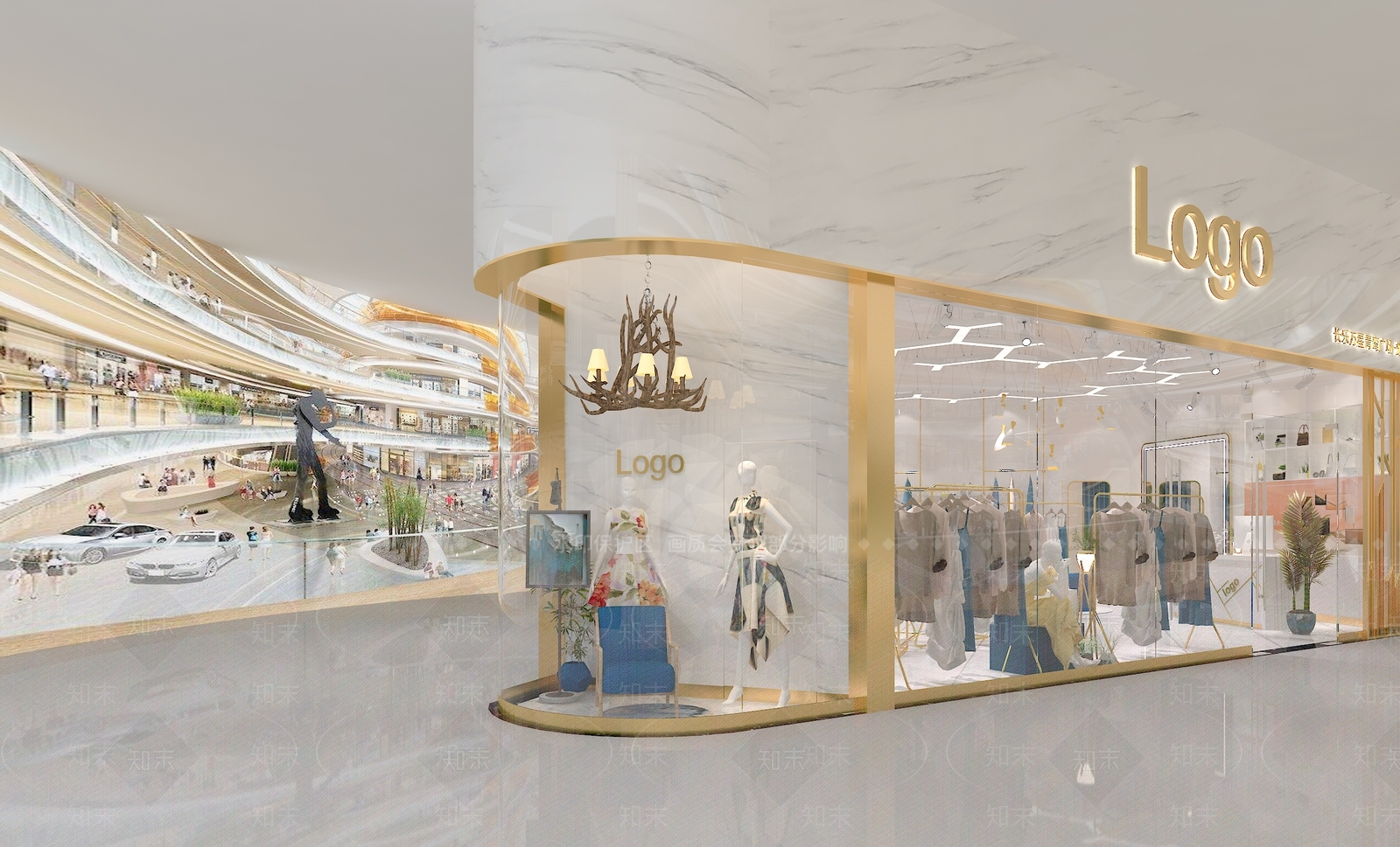 轻奢简欧服装店3D模型下载【ID:1176573726】