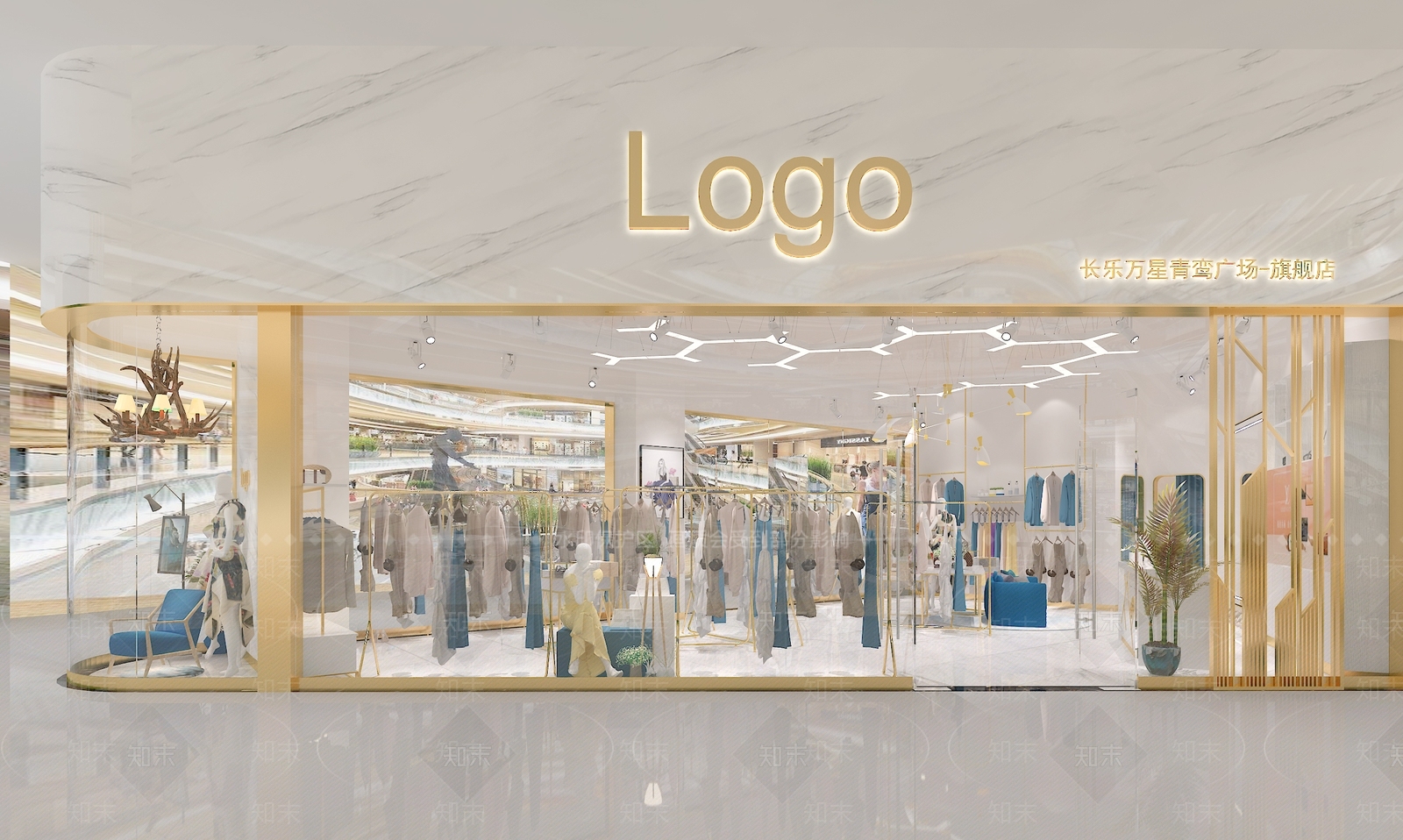 轻奢简欧服装店3D模型下载【ID:1176573726】