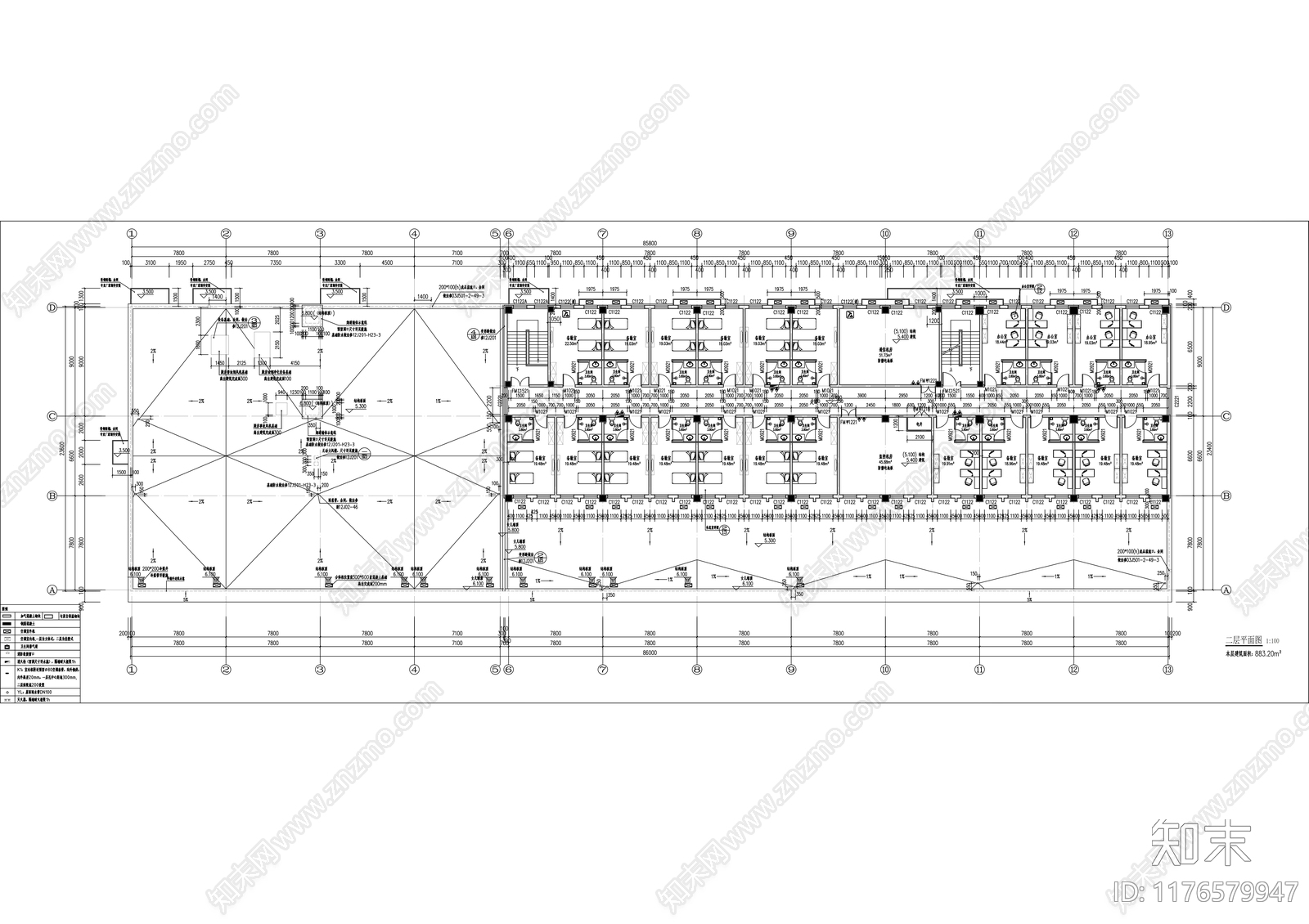 现代办公楼建筑cad施工图下载【ID:1176579947】