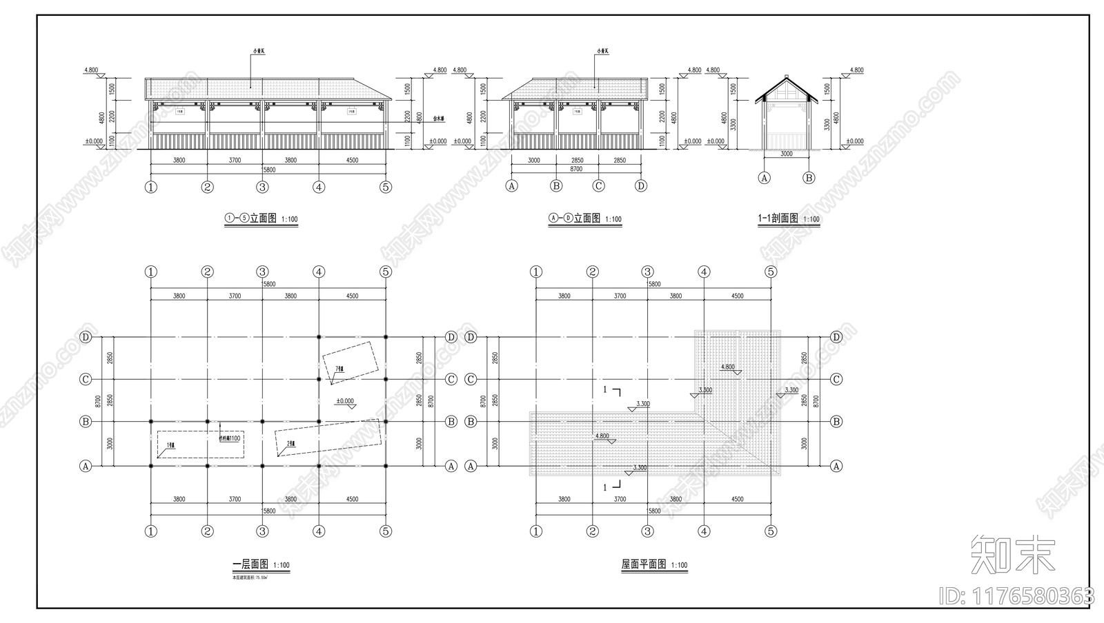 中式其他建筑施工图下载【ID:1176580363】