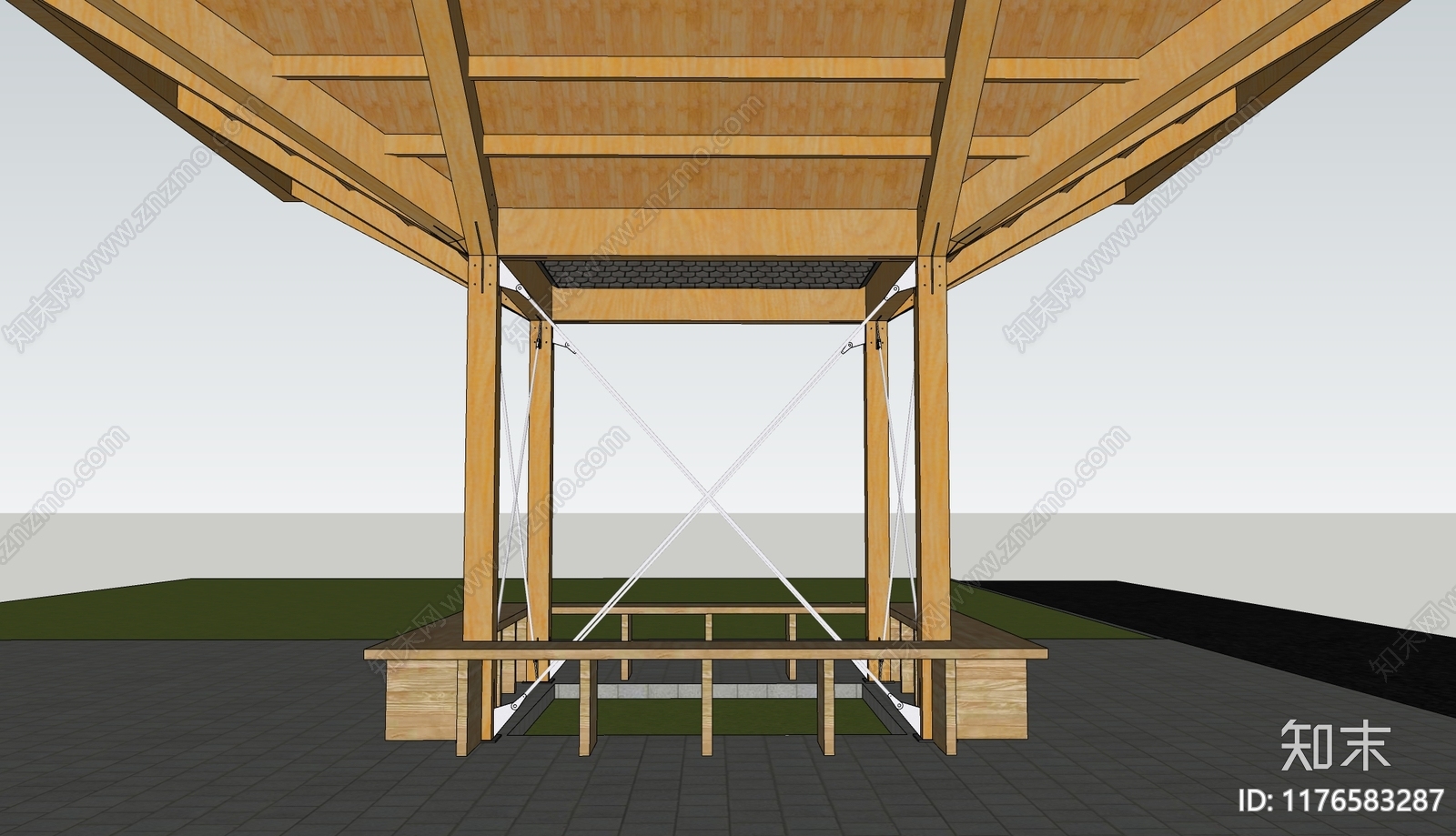 现代原木亭子SU模型下载【ID:1176583287】