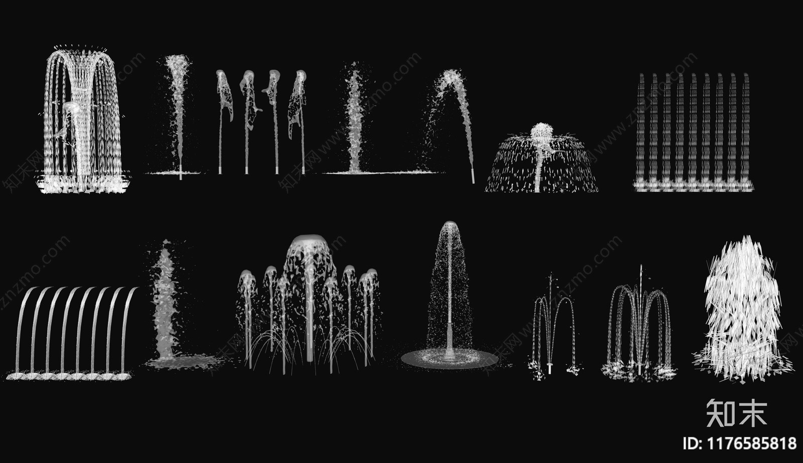 现代工业喷泉SU模型下载【ID:1176585818】