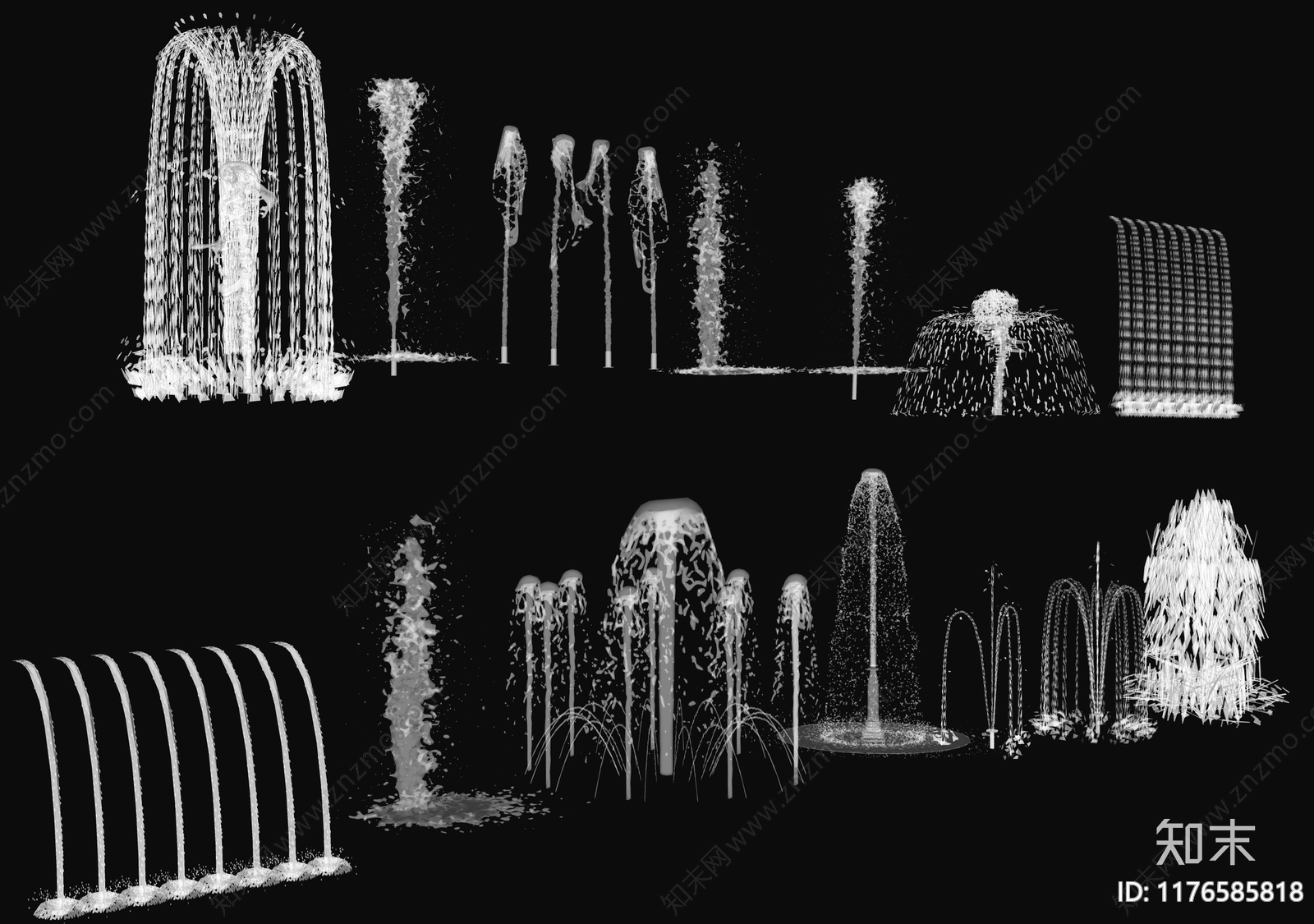 现代工业喷泉SU模型下载【ID:1176585818】