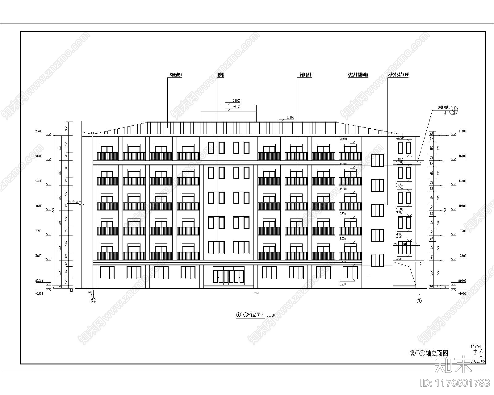 现代住宅楼建筑cad施工图下载【ID:1176601783】