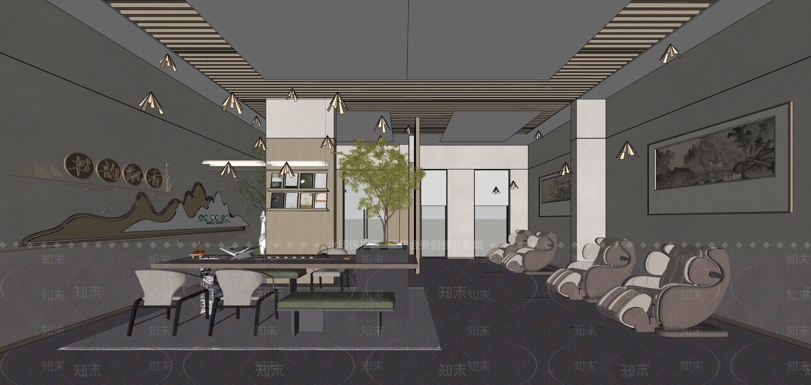 现代新中式其他文化空间SU模型下载【ID:1176602105】