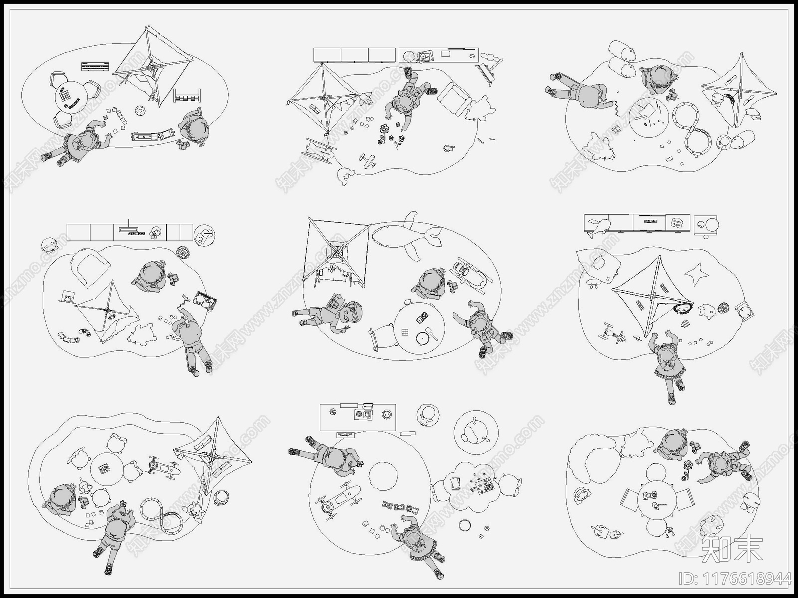 现代简约帐篷施工图下载【ID:1176618944】