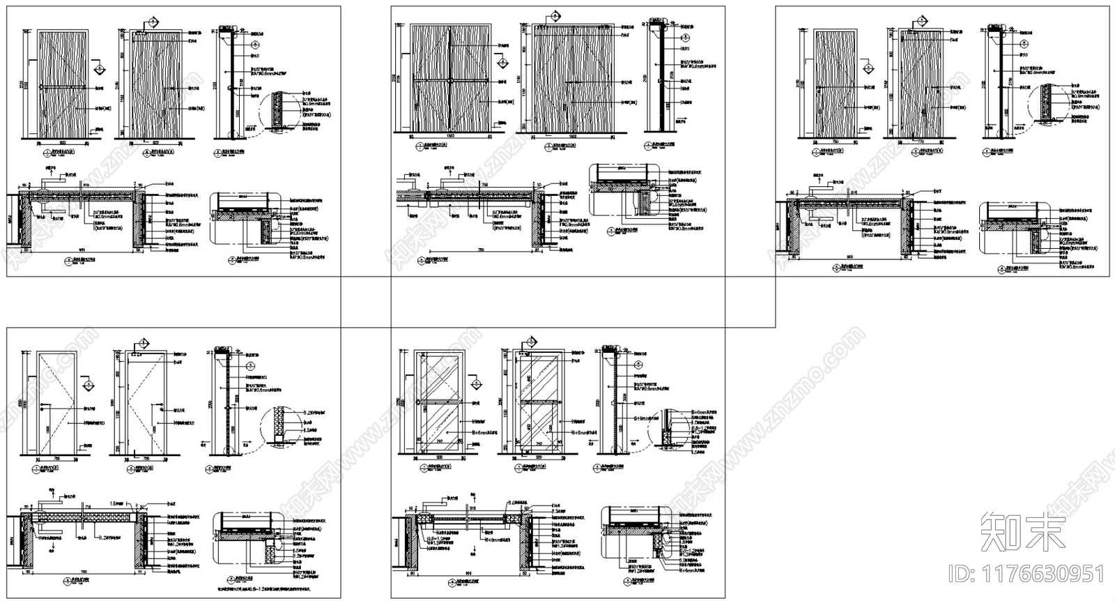 现代门节点cad施工图下载【ID:1176630951】