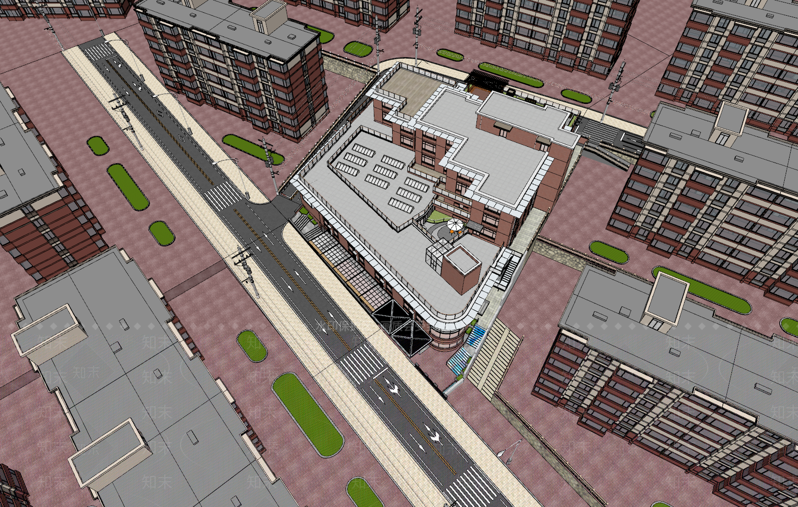 现代工业医院建筑SU模型下载【ID:1176631835】