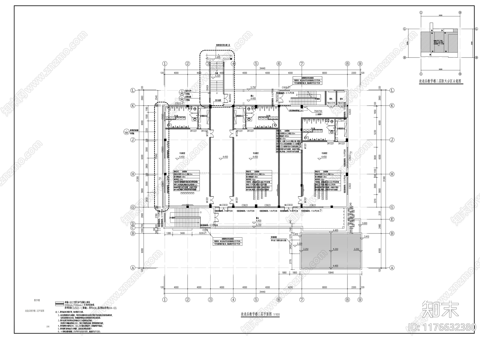 现代幼儿园建筑cad施工图下载【ID:1176632380】