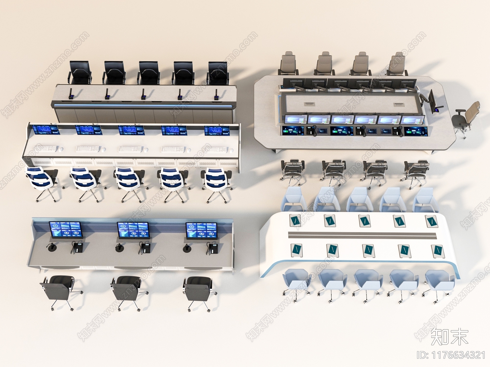 现代监控室SU模型下载【ID:1176634321】