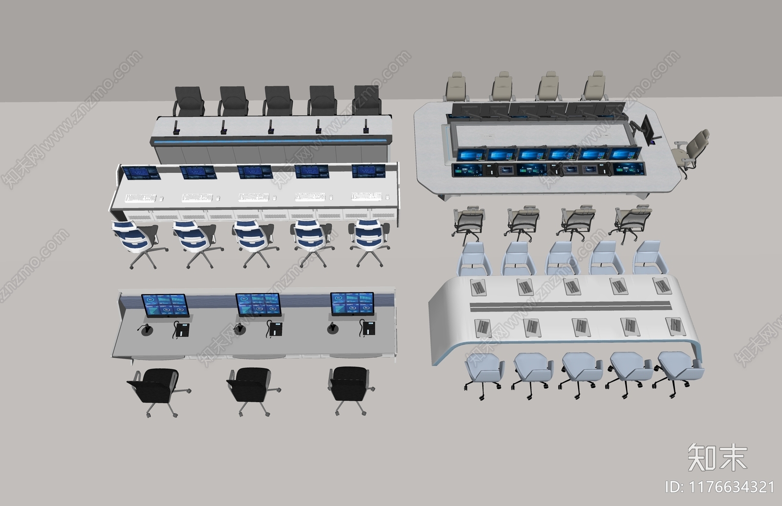 现代监控室SU模型下载【ID:1176634321】