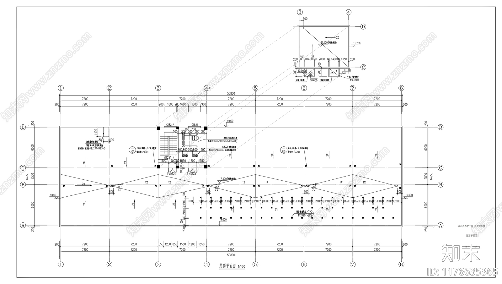 现代办公楼建筑cad施工图下载【ID:1176635365】