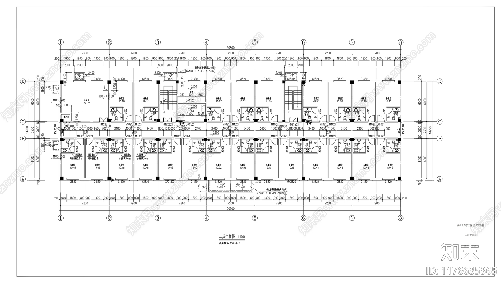 现代办公楼建筑cad施工图下载【ID:1176635365】