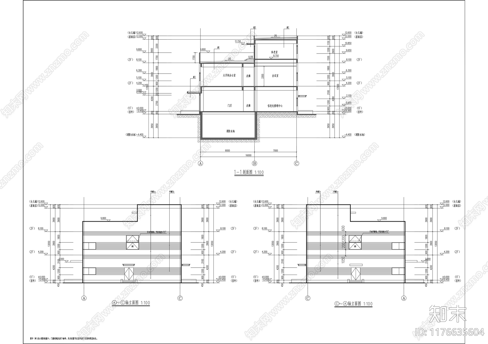 现代厂房cad施工图下载【ID:1176635604】