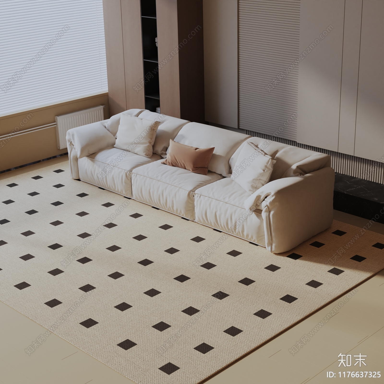 现代三人沙发3D模型下载【ID:1176637325】